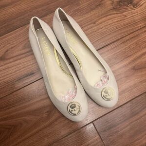 Lauren Ralph Lauren Ivory Flats with Gold Emblem